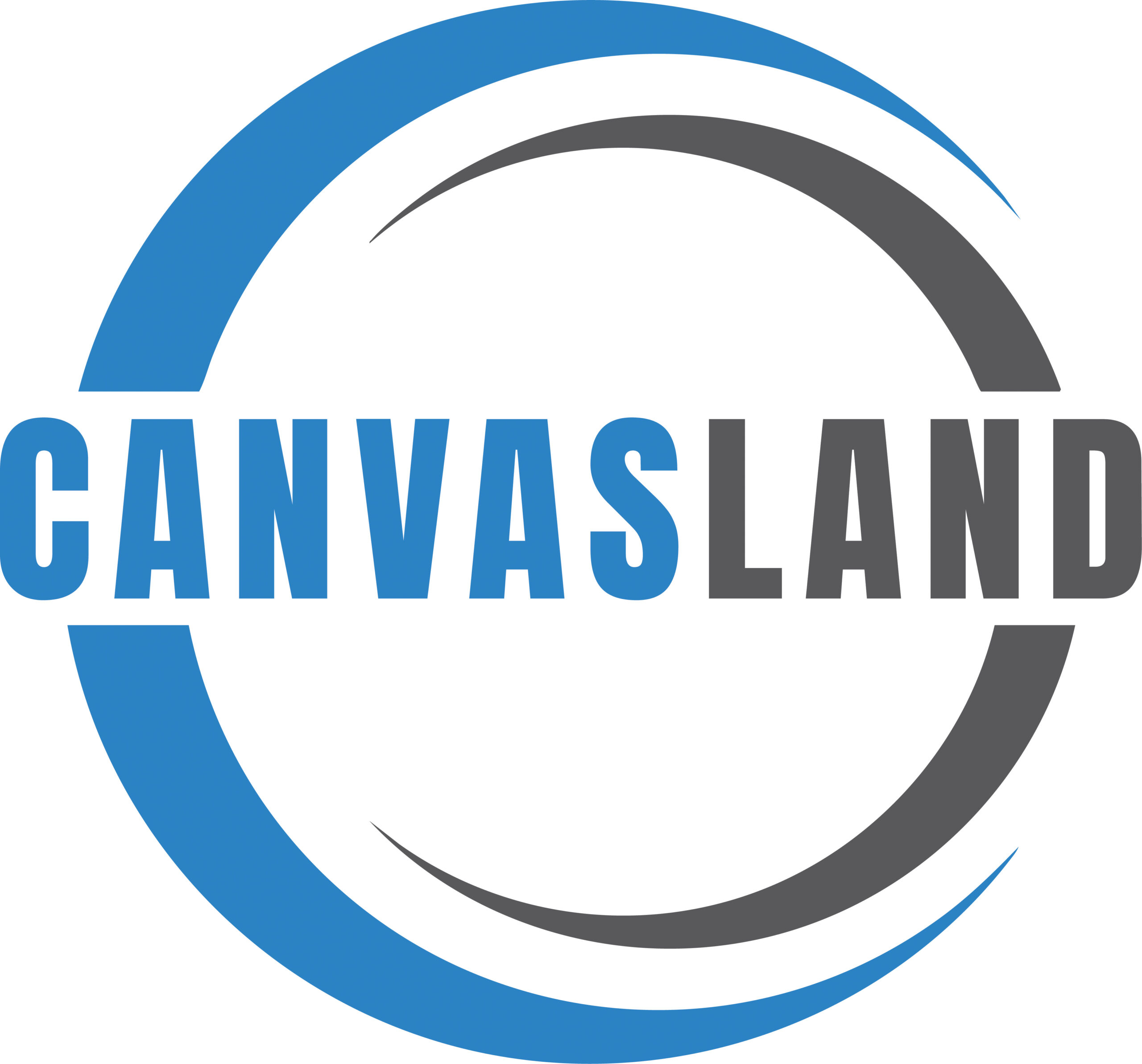 Canvasland logo in blue and grey